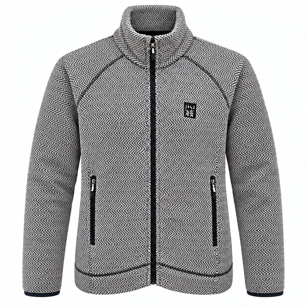 Landway Full Zip Knit Jacket Zip Pockets Inner Pockets Mens XL Gray Logo